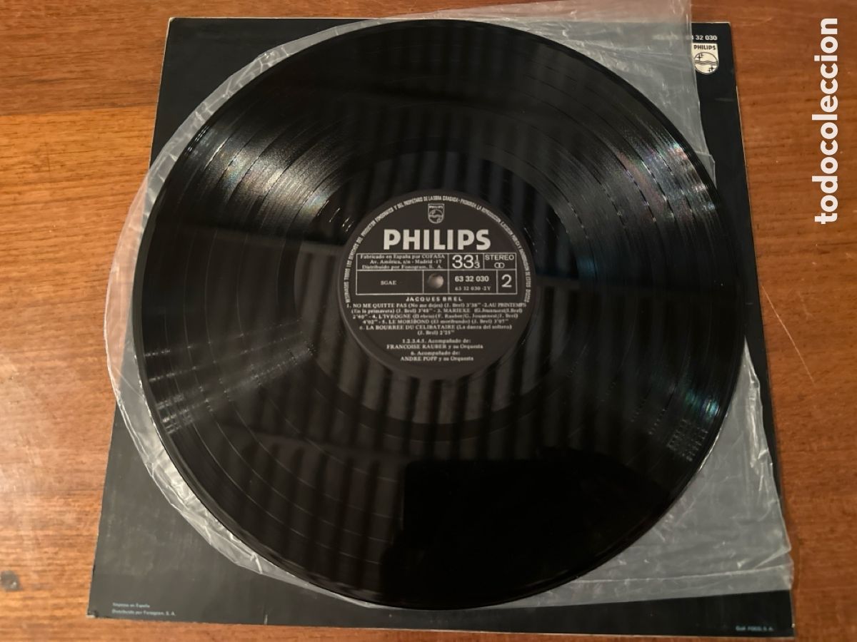 Discos de vinilo: JACQUES BREL - NE NE QUITTE P&Aacute;S 1971 LP. PHILIPS - Foto 6