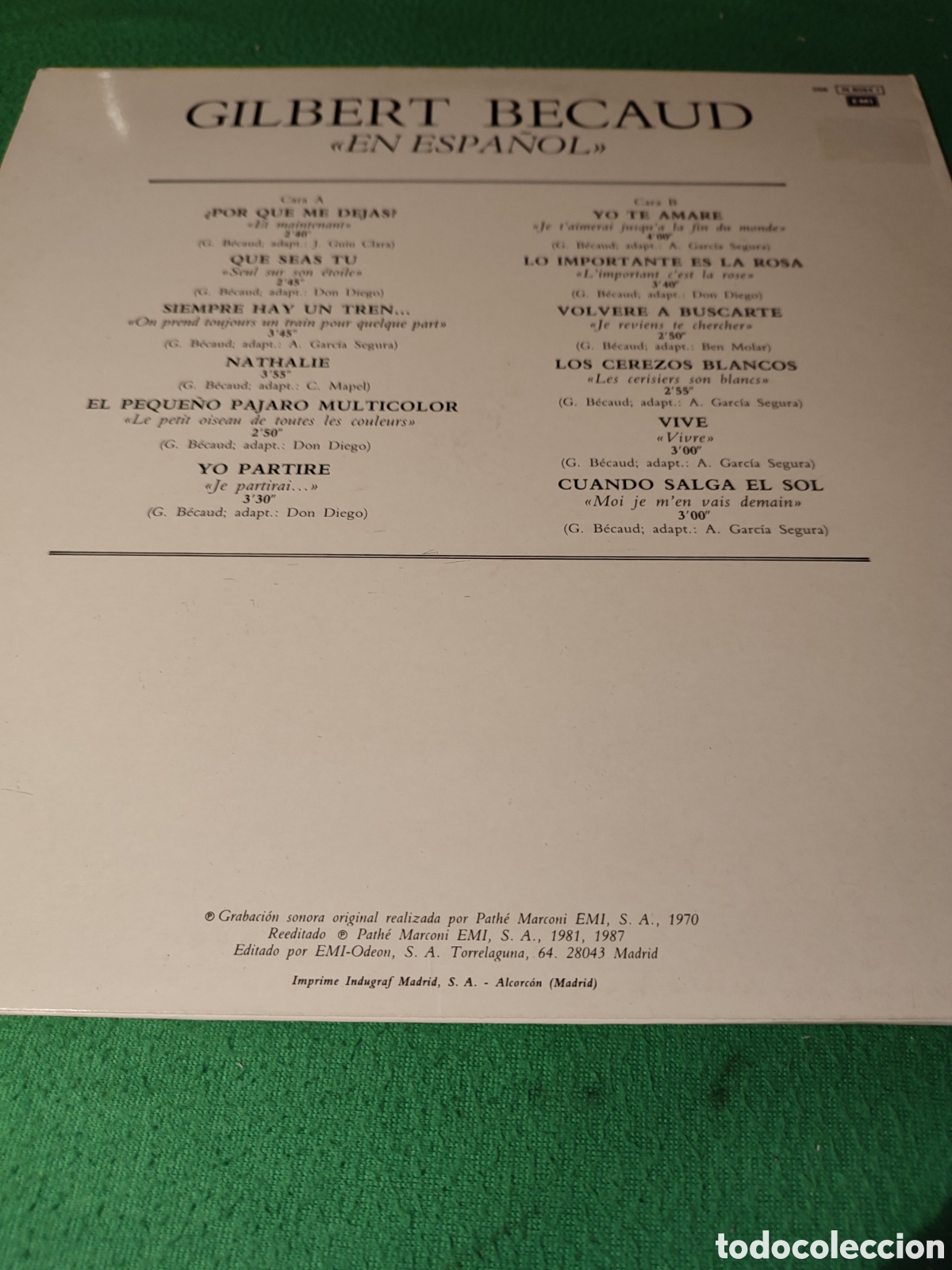 Discos de vinilo: Gilbert Becaud - En espa&ntilde;ol vinilo lp - Foto 2