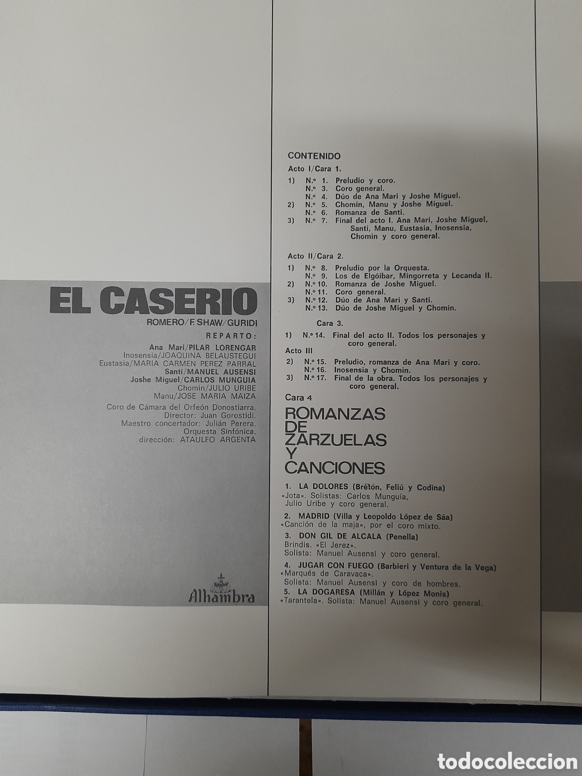 Discos de vinilo: EL CASERIO. Romero F. Shaw Guridi. - Foto 2