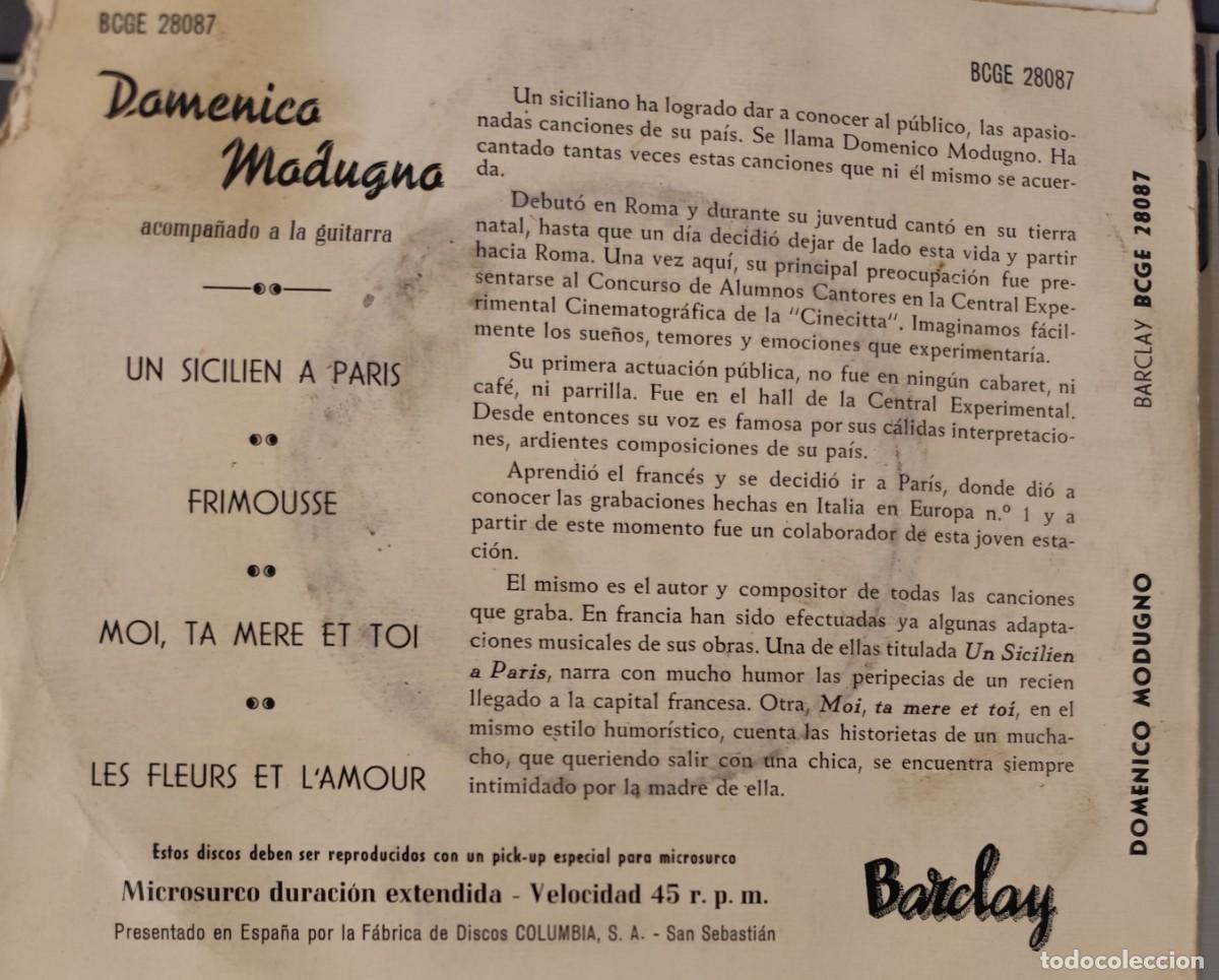 Discos de vinilo: SINGLE DOMENICO MODUGNO - Foto 2