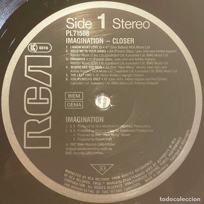 Discos de vinilo: IMAGINATION / CLOSER / LP RCA 1987 / ALEMANIA - Foto 5