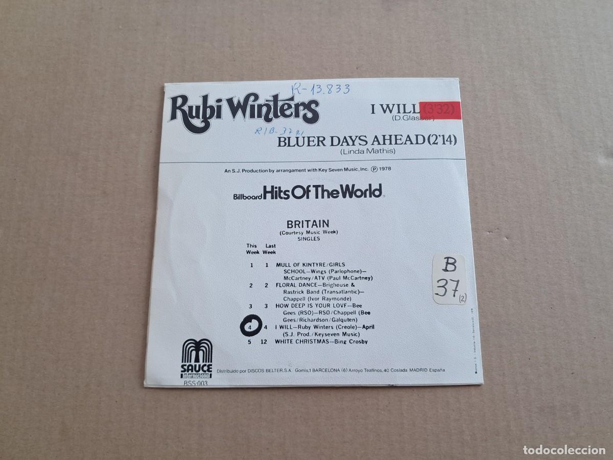 Discos de vinilo: RUBI WINTERS - I WILL SINGLE 1978 EDICION ESPA&Ntilde;OLA - Foto 3