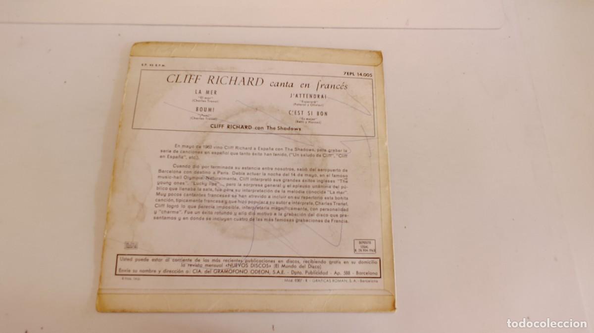 Discos de vinilo: CLIFF RICHARD CANTA EN FRANCES-EP LA MER +3 - Foto 2