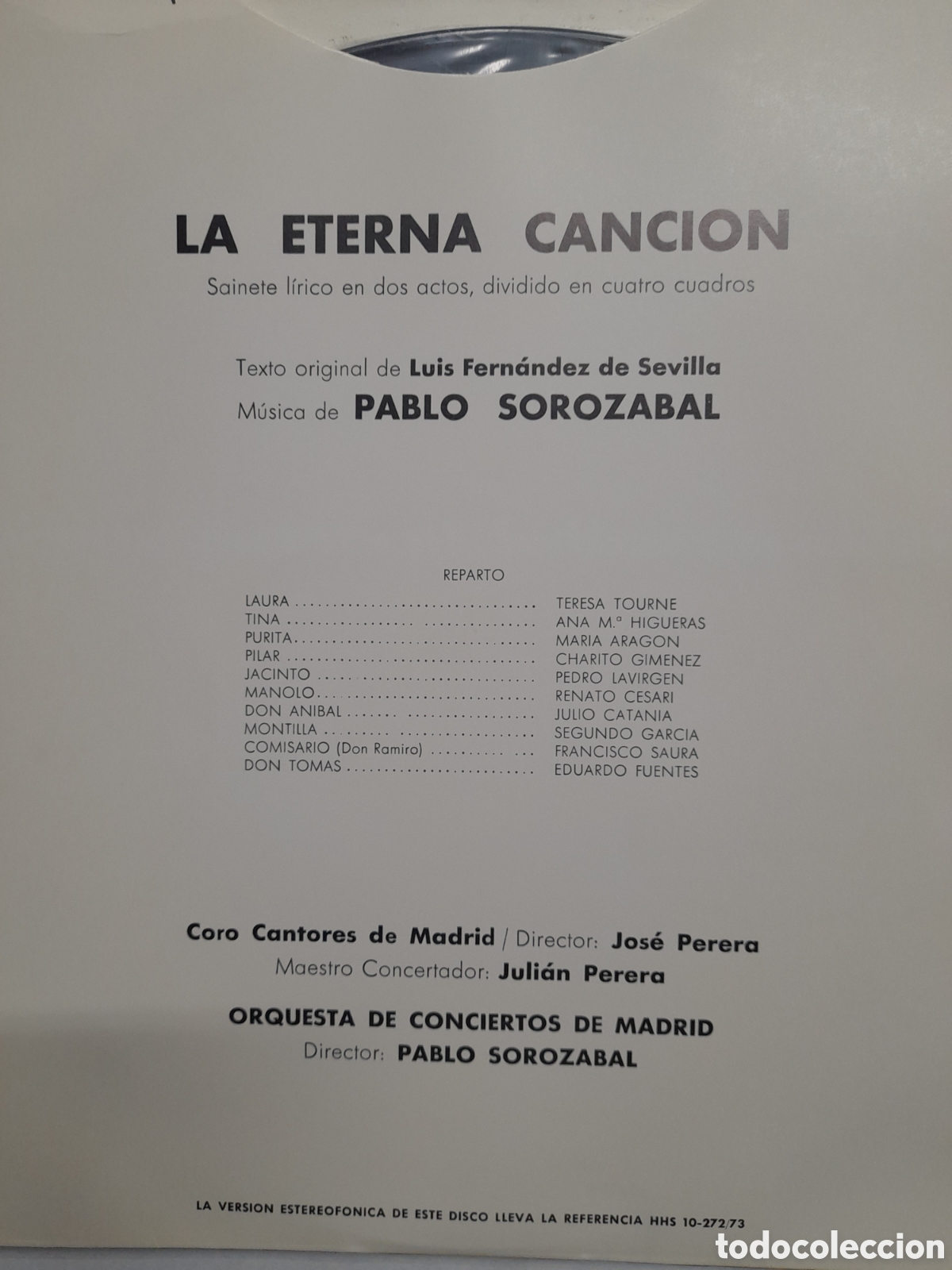 Discos de vinilo: LA ETERNA CANCION. PABLO SOROZABAL. - Foto 2