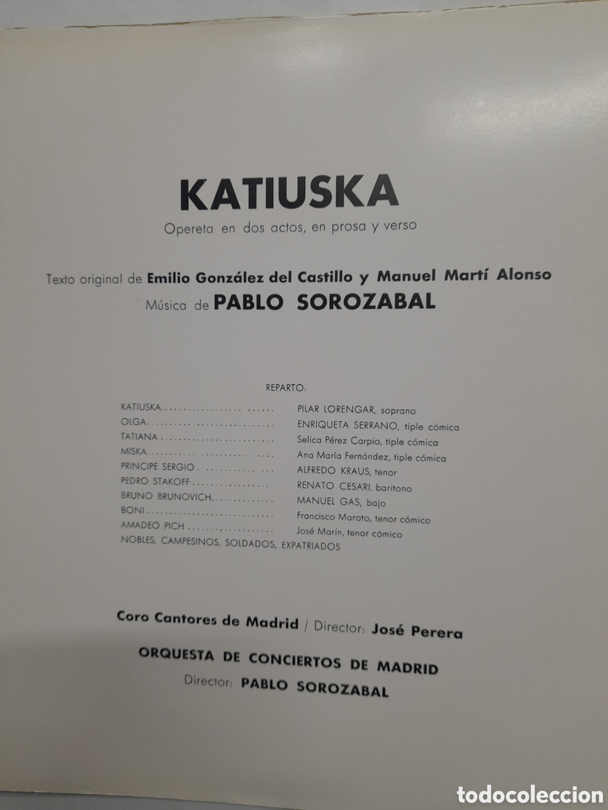Discos de vinilo: KATIUKA. PABLO SOROZABAL. - Foto 2