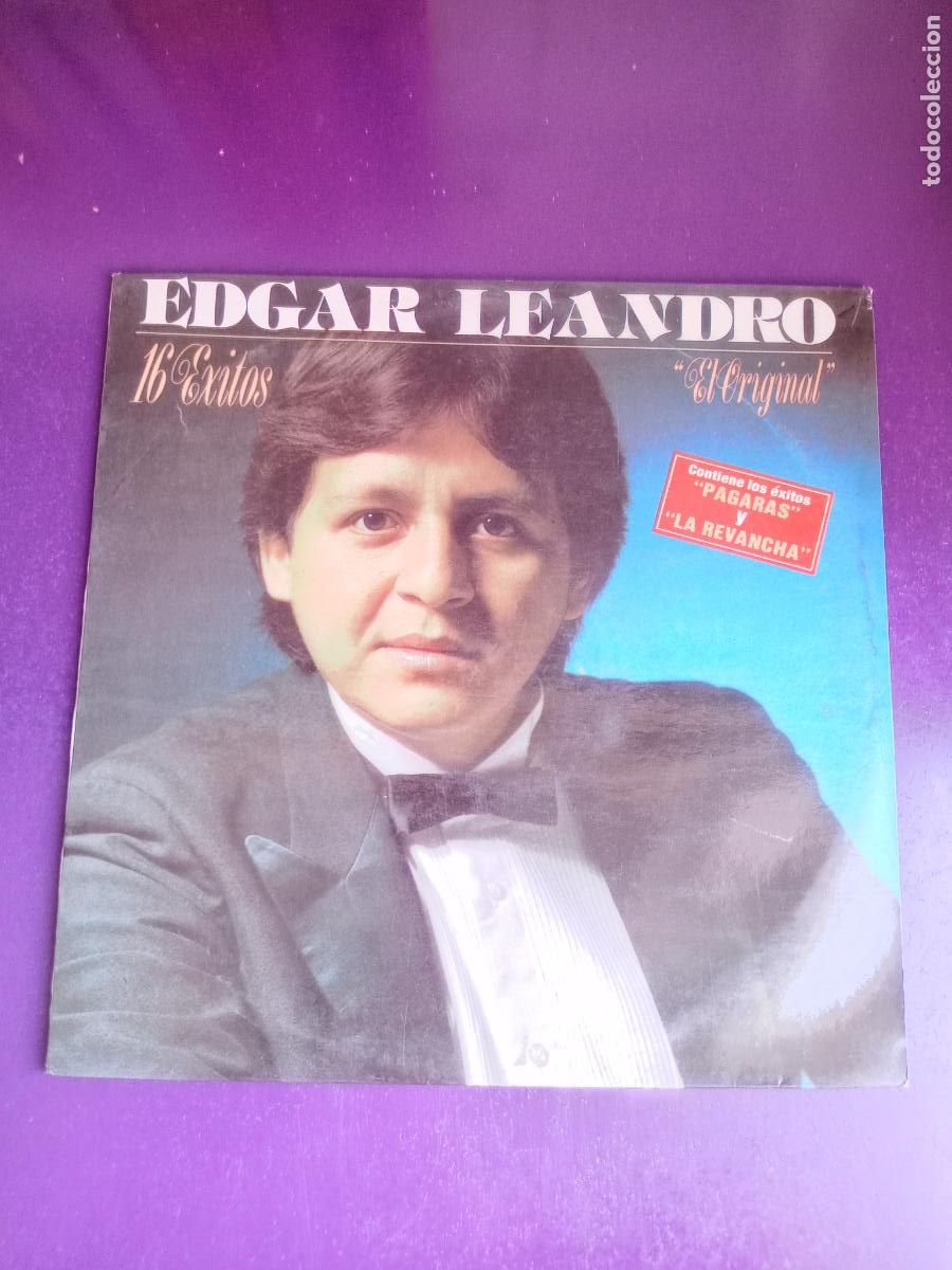 Discos de vinilo: Edgar Leandro &lrm;&ndash; 16 Exitos &rdquo;El Original&rdquo; - LP DIAPASON 1991 - CUMBIA, SALSA - VENEZUELA - SIN APENAS