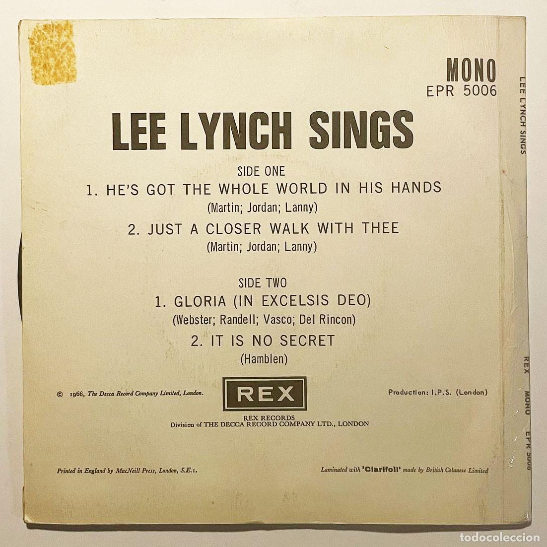 Discos de vinilo: LEE LYNCH / SINGS / EP REX RECORDS 1966 / UK - Foto 2