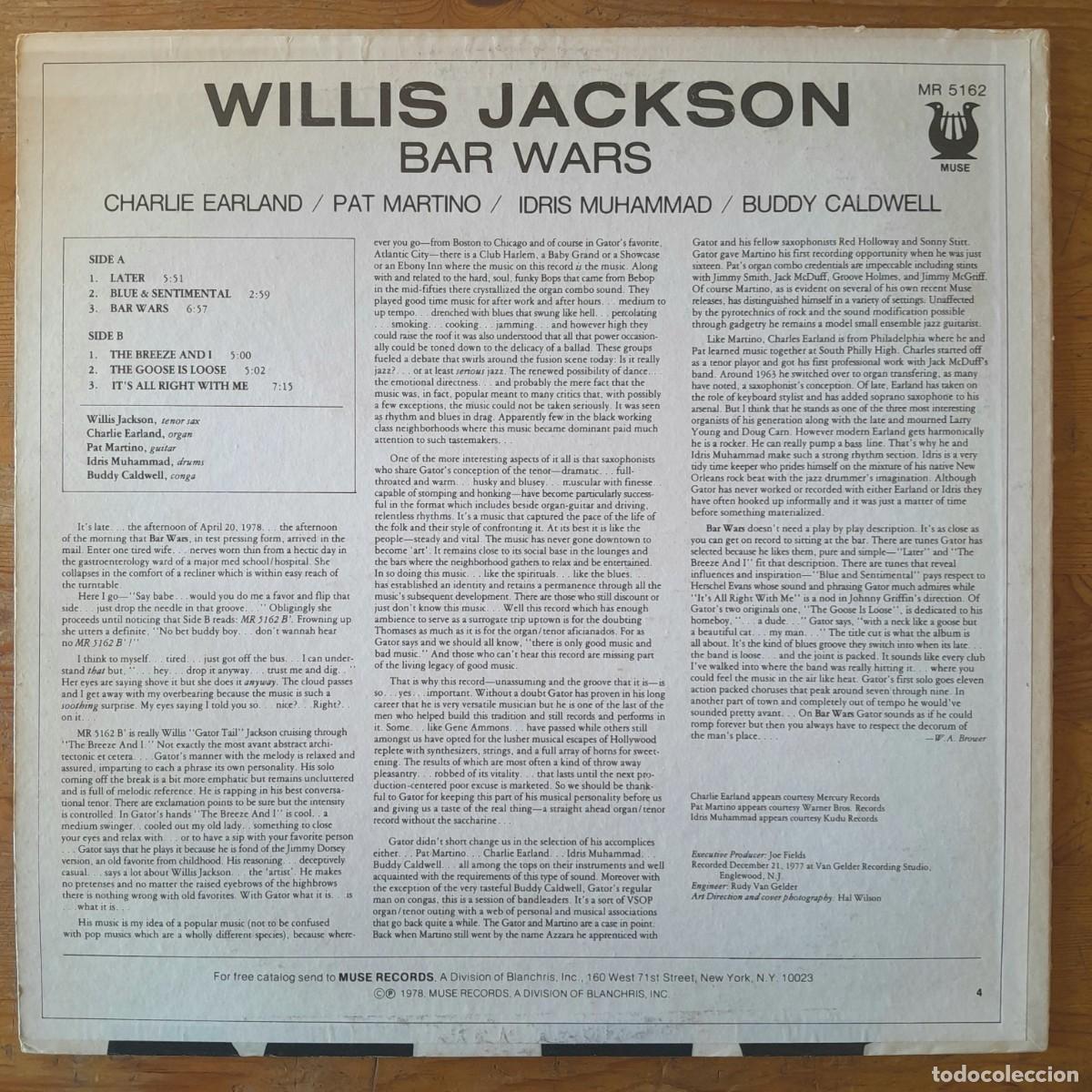 Discos de vinilo: WILLIS JACKSON : BAR WARS [MUSE - USA 1978] LP - Foto 2
