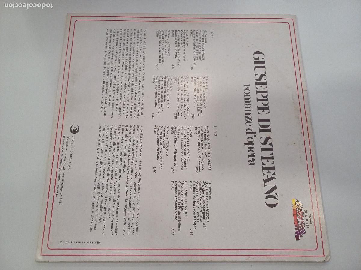Discos de vinilo: GIUSEPPE DI STEFANO/ROMANZE DOPERA/VINILO. - Foto 3