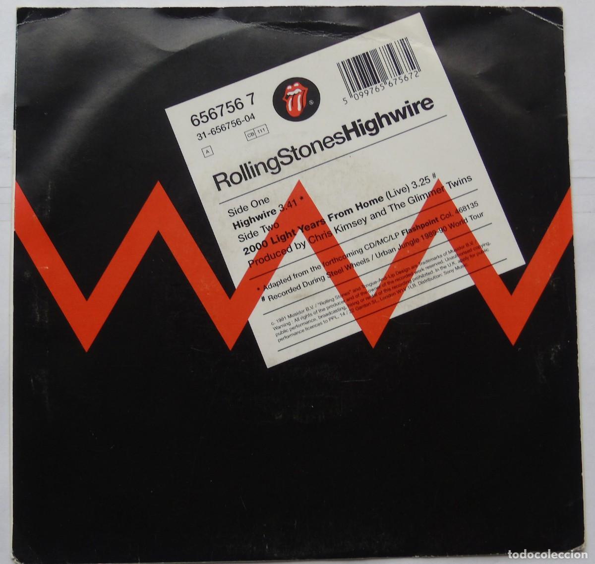 Discos de vinilo: The Rolling Stones Highwire Single 7&rdquo; UK 1991 - Foto 2
