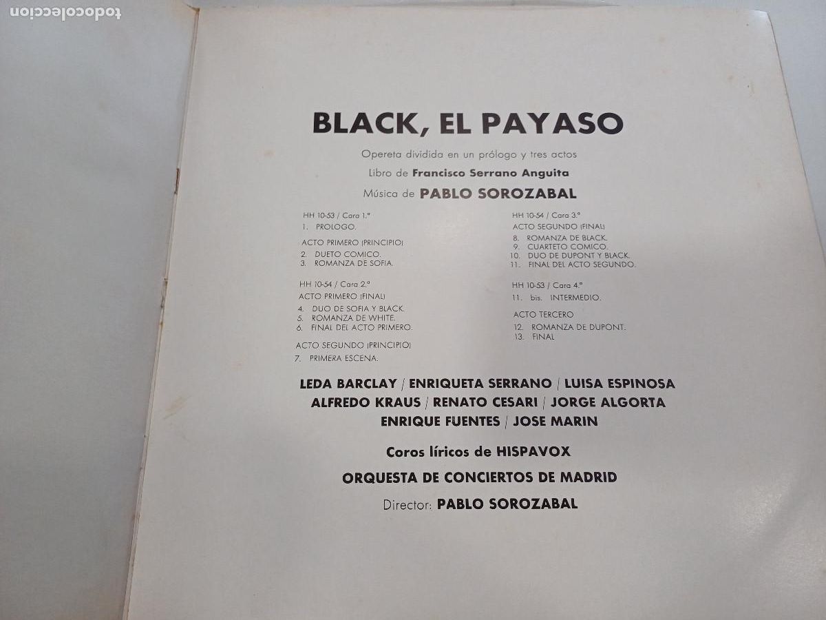 Discos de vinilo: PABLO SOROZABAL/BLACK EL PAYASO/VINILO GATEFOLD DOBLE. - Foto 4