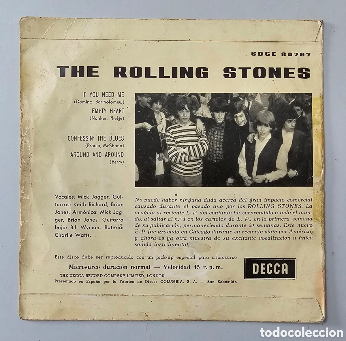 Discos de vinilo: EP ROLLING STONES - If you need me/+3 (Espa&ntilde;a - Decca - 1964) - Foto 4
