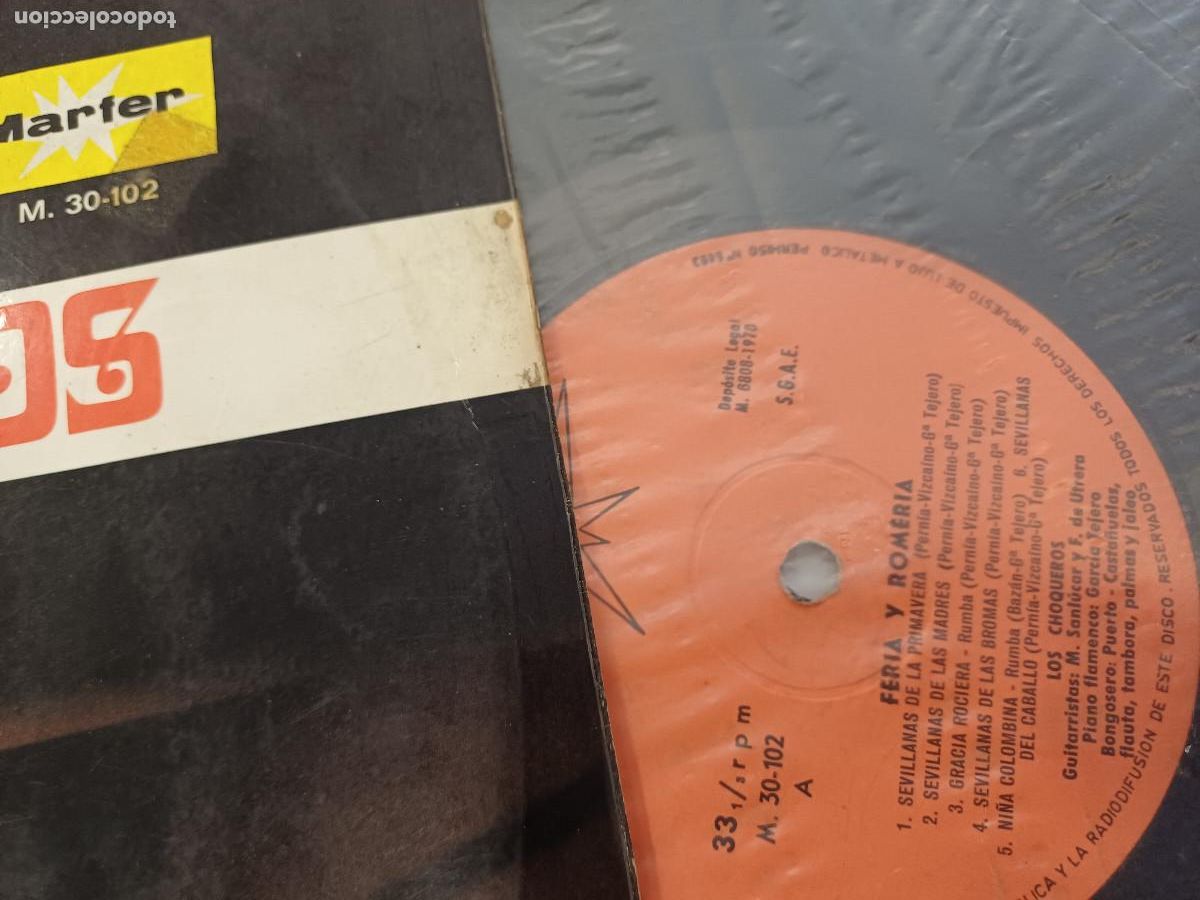 Discos de vinilo: LOS CHOQUEROS/RUMBAS Y SEVILLANAS/VINILO. - Foto 2