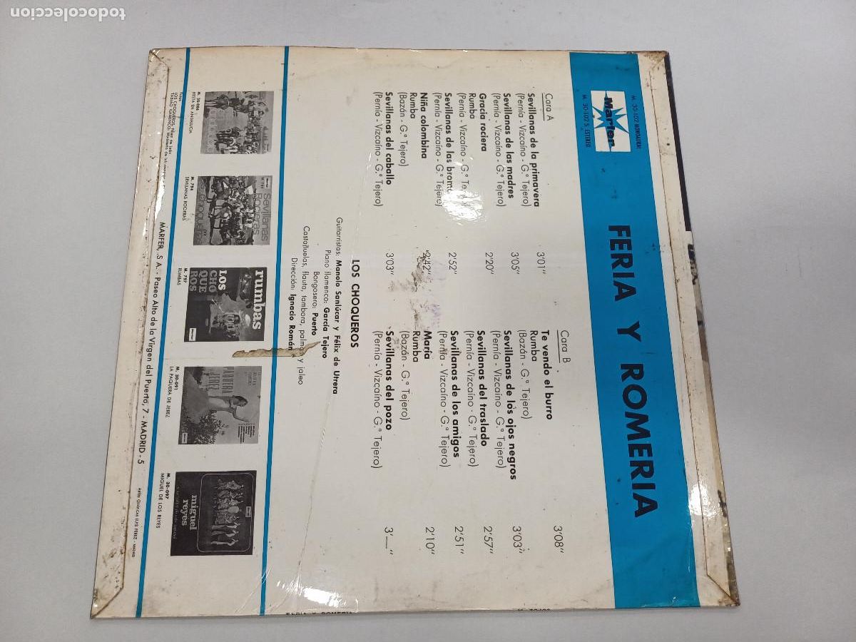Discos de vinilo: LOS CHOQUEROS/RUMBAS Y SEVILLANAS/VINILO. - Foto 3