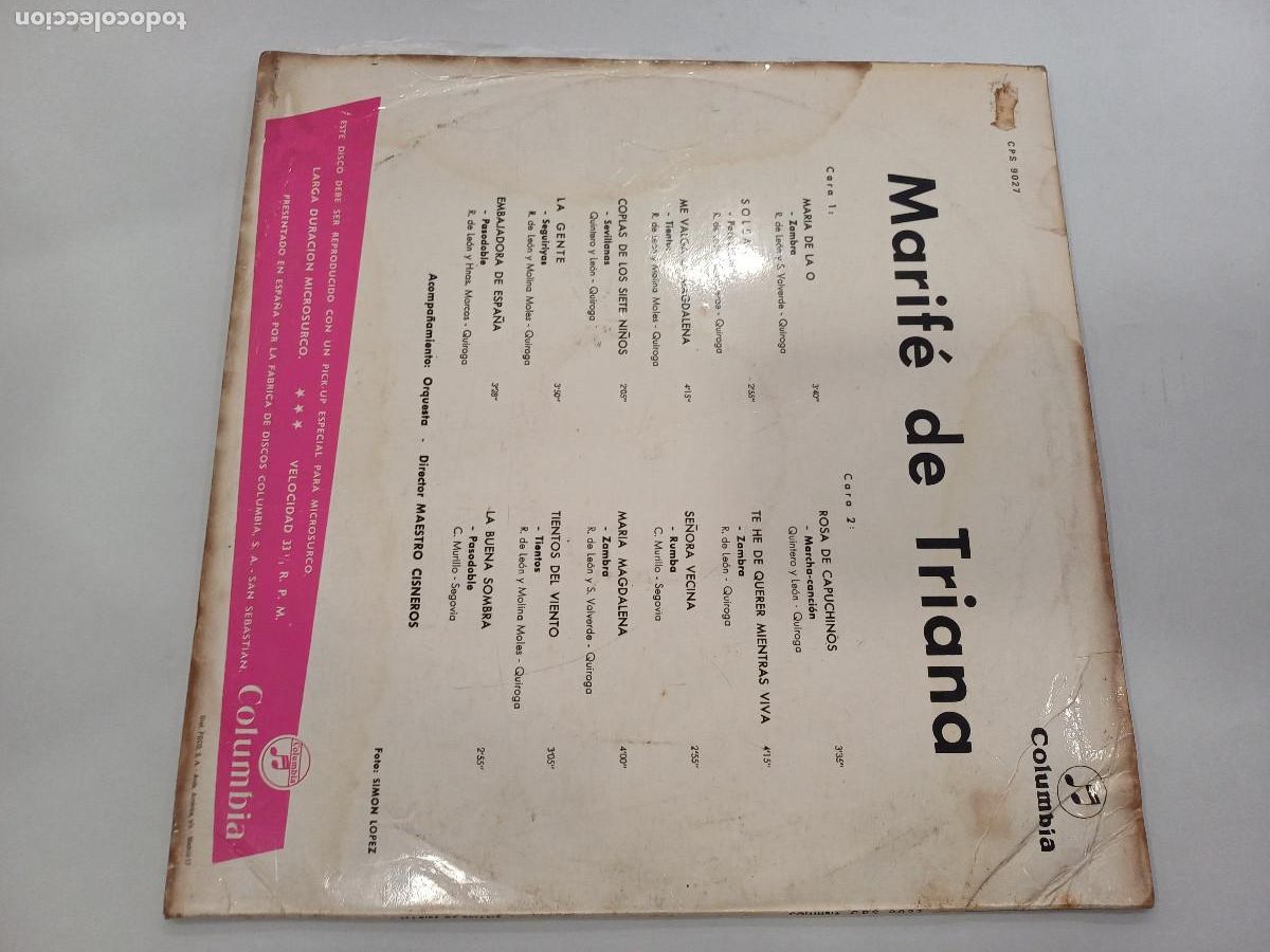 Discos de vinilo: MARIFE DE TRIANA/VINILO. - Foto 3