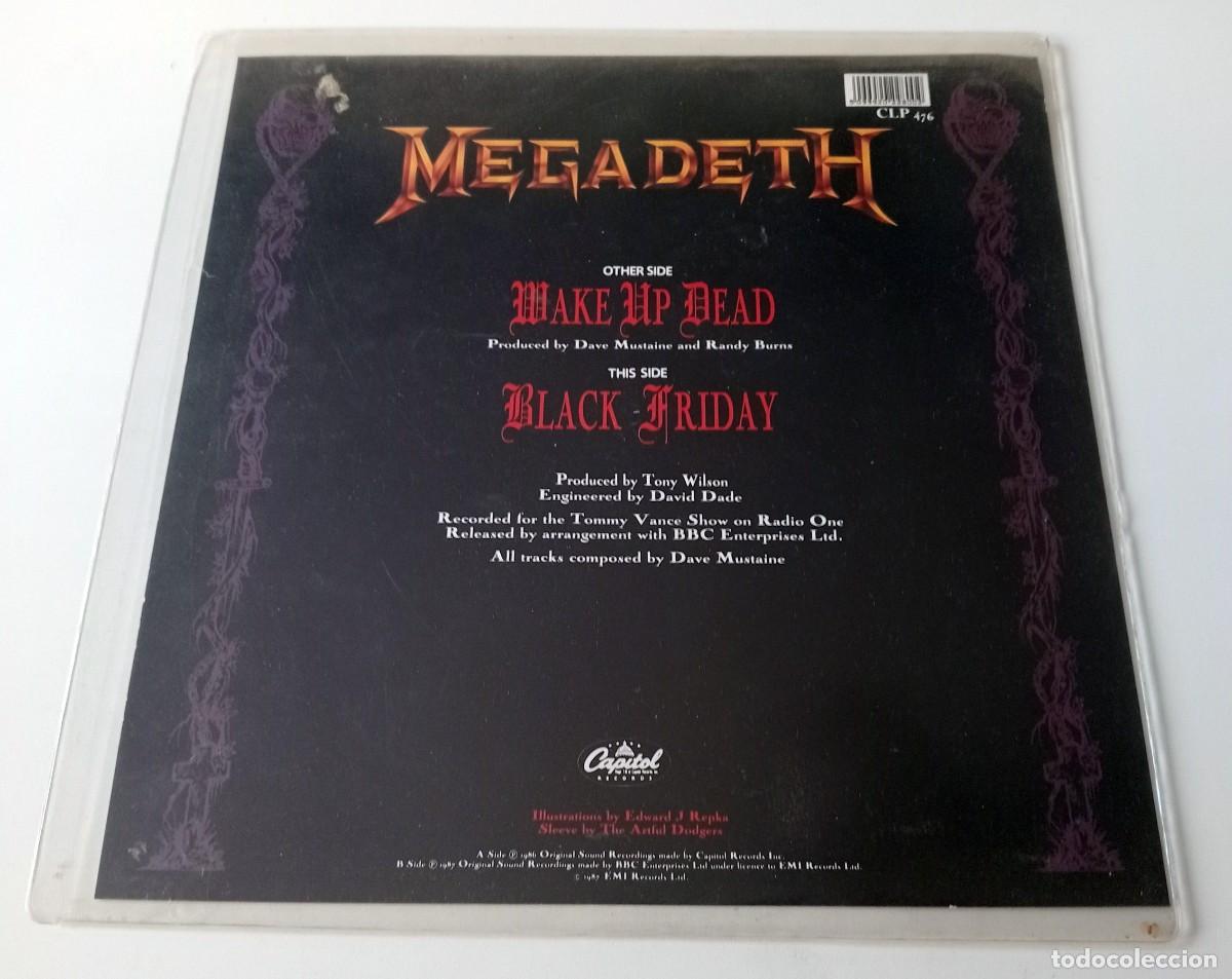 Discos de vinilo: MEGADETH - WAKE UP DEAD / BLACK FRIDAY 7&rdquo; CUT SHAPE PICTURE DISC - Foto 2