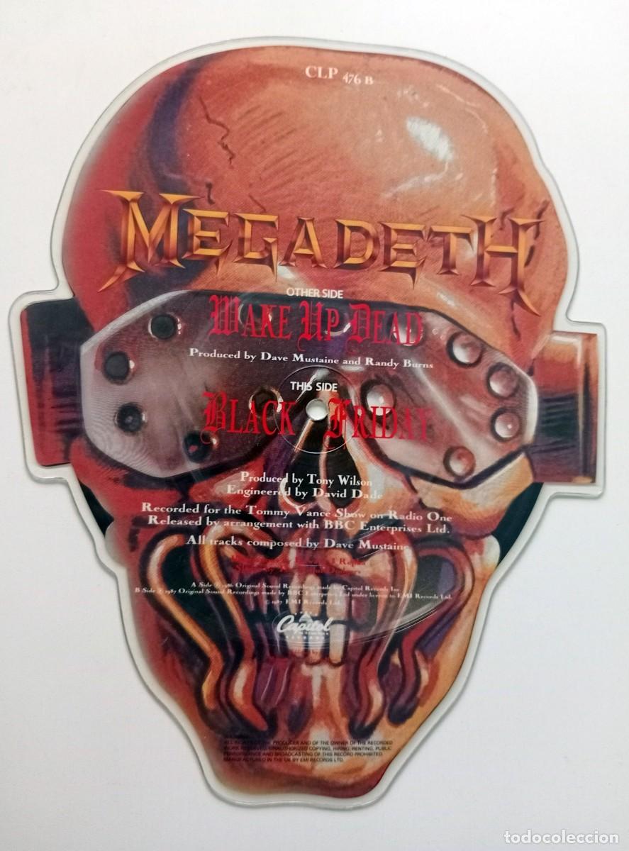 Discos de vinilo: MEGADETH - WAKE UP DEAD / BLACK FRIDAY 7&rdquo; CUT SHAPE PICTURE DISC - Foto 5