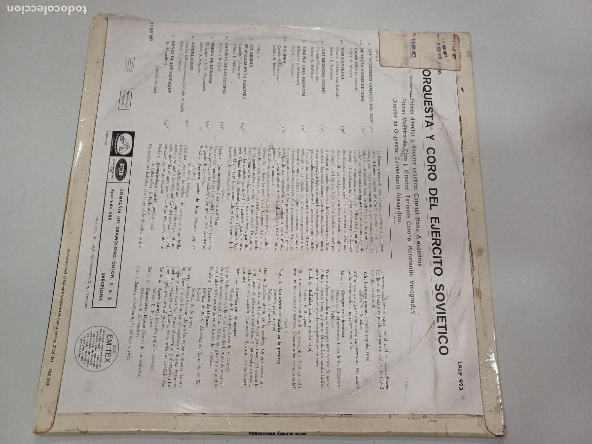 Discos de vinilo: RED ARMY ENSEMBLE/ORQUESTA Y CORO DEL EJERCITO SOVIETICO/VINILO. - Foto 3