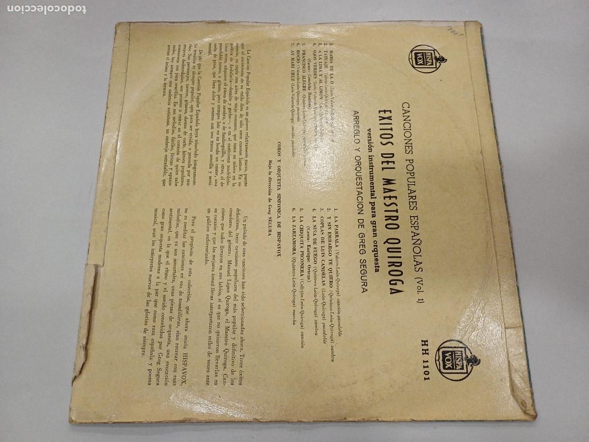 Discos de vinilo: EXITOS DEL MAESTRO QUIROGA/VINILO. - Foto 3