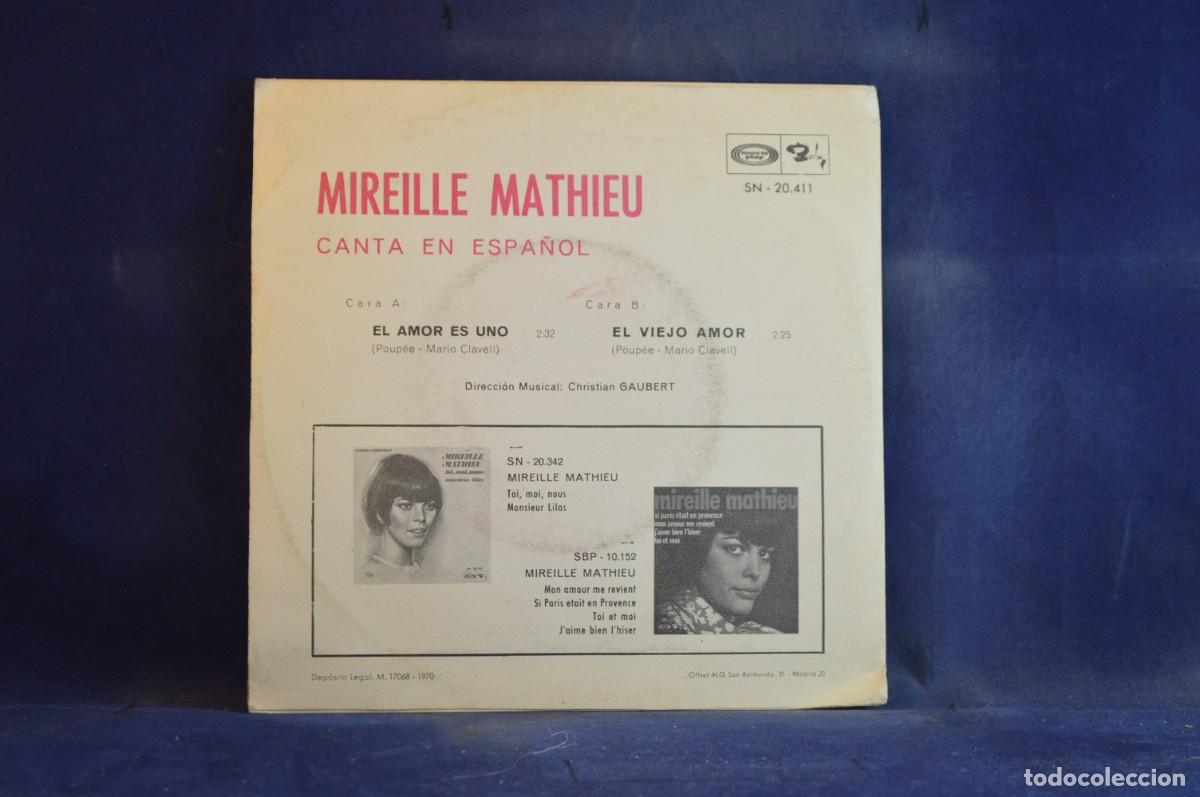 Discos de vinilo: MIREILLE MATHIEU &ndash; CANTA EN ESPA&Ntilde;OL - SINGLE - Foto 2