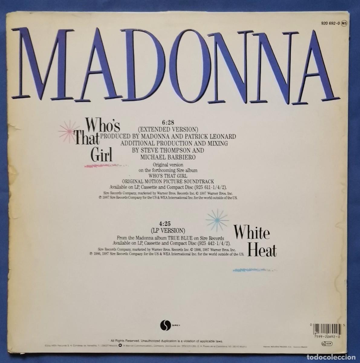 Discos de vinilo: Madonna &lrm;&ndash; Whos That Girl Spain 1987 - Foto 2