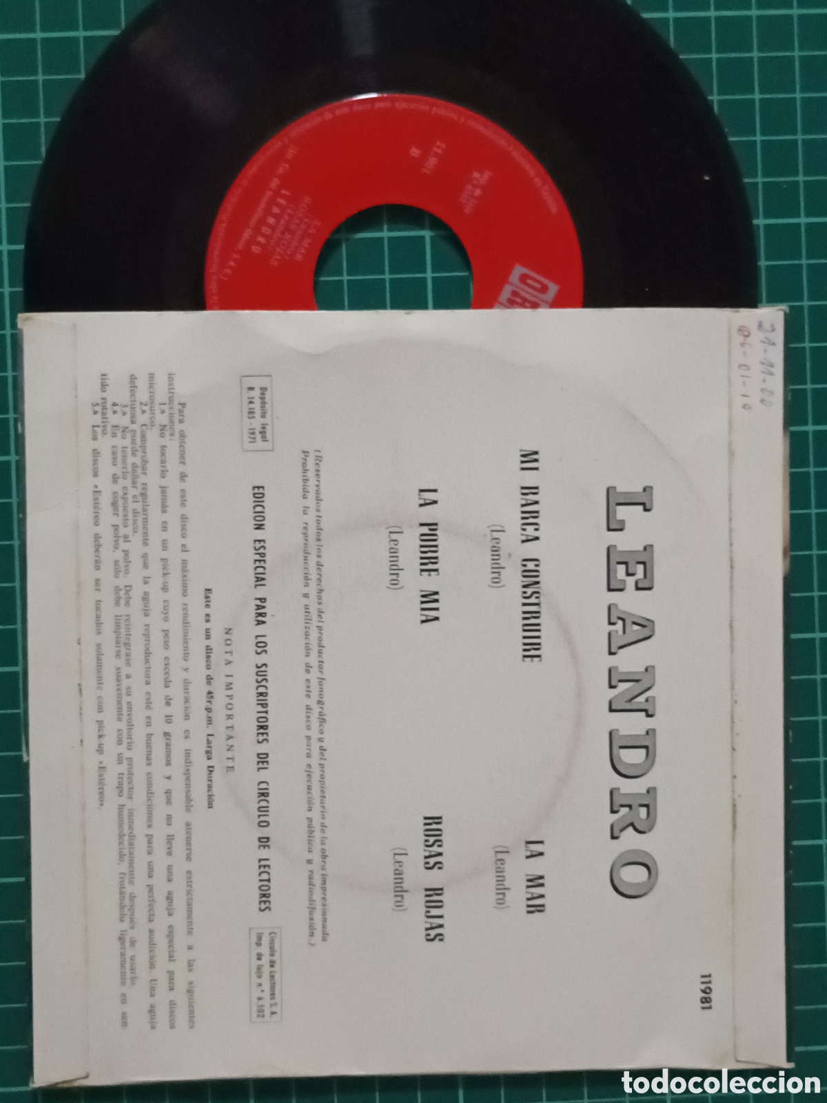 Discos de vinilo: Leandro E.P 4 canciones - Foto 2