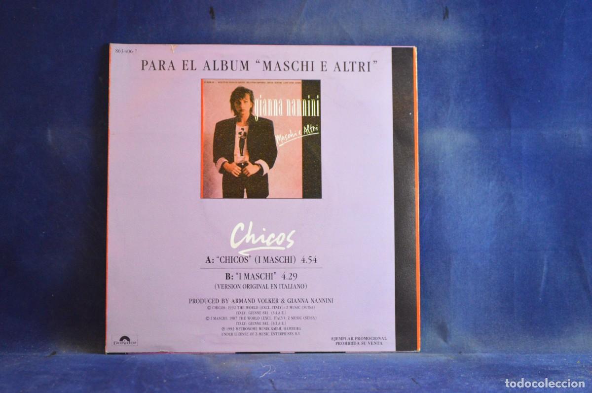 Discos de vinilo: GIANNA NANNINI - CHICOS - SINGLE - Foto 2