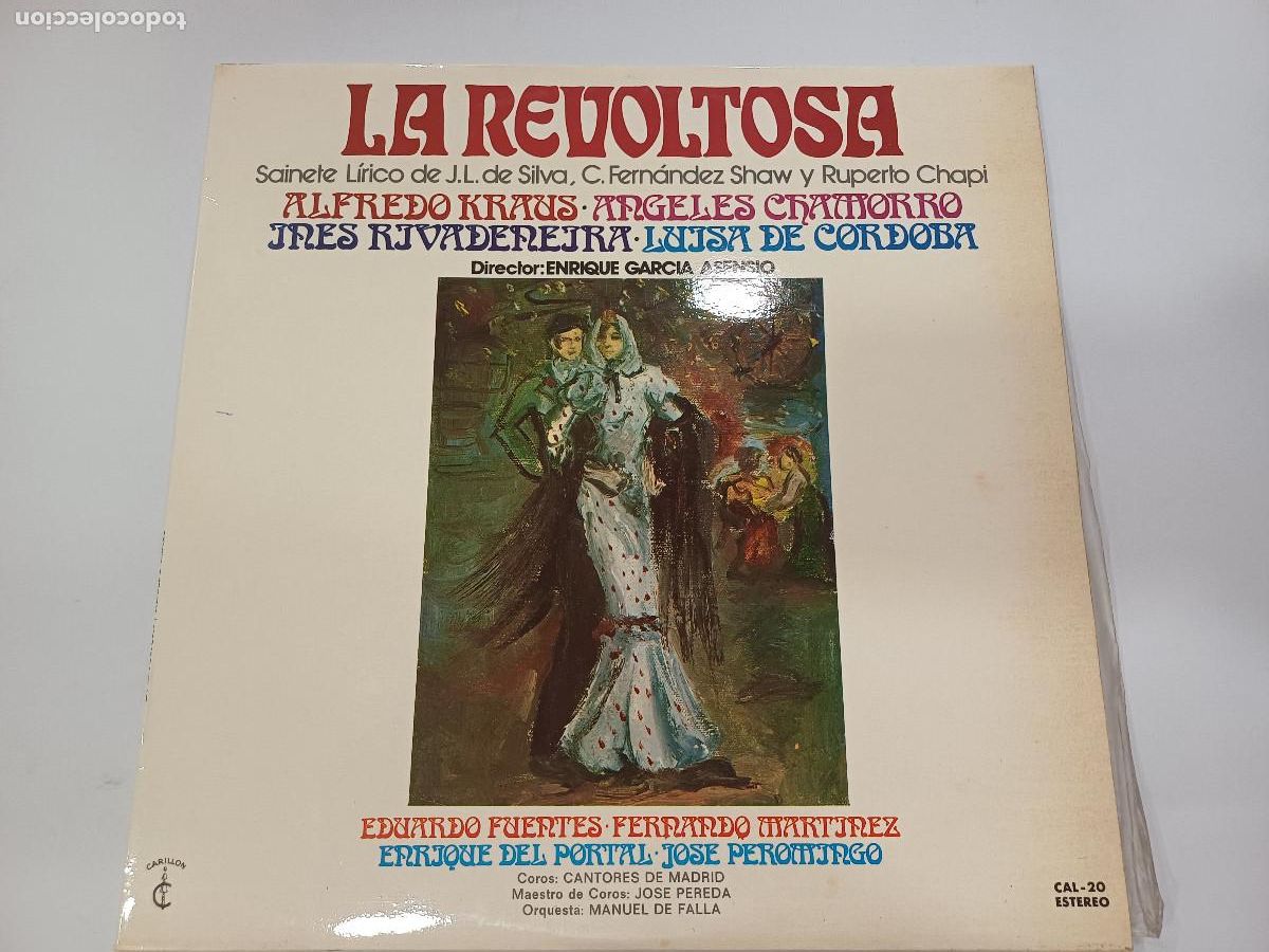 Discos de vinilo: ALFREDO KRAUS/LA REVOLTOSA/VINILO. - Foto 1