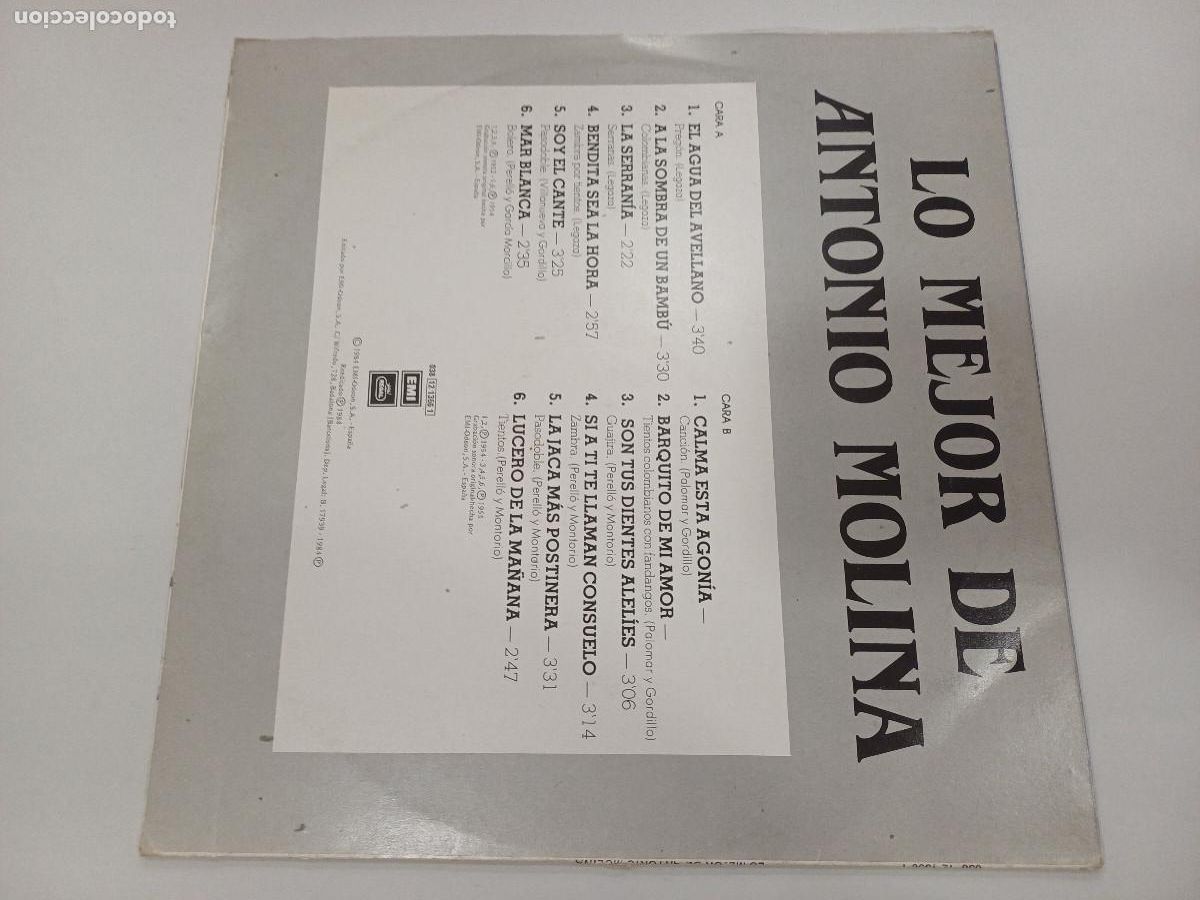Discos de vinilo: LO MEJOR DE ANTONIO MOLINA/VINILO VOL.1. - Foto 3