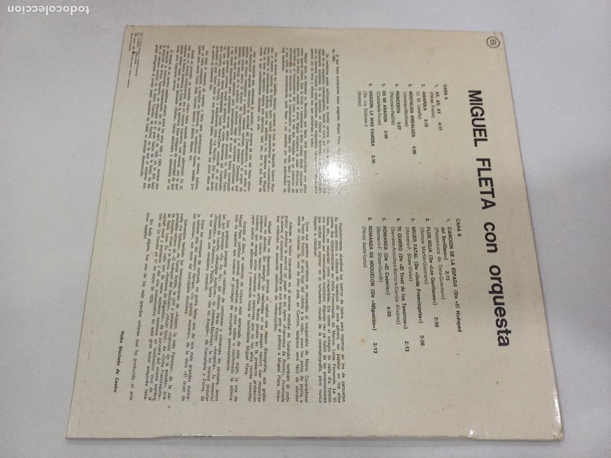 Discos de vinilo: MIGUEL FLETA CON ORQUESTA/VINILO. - Foto 3