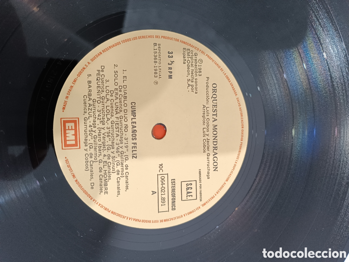 Discos de vinilo: ORQUESTA MONDRAG&Oacute;N CUMPLEA&Ntilde;OS FELIZ - Foto 4
