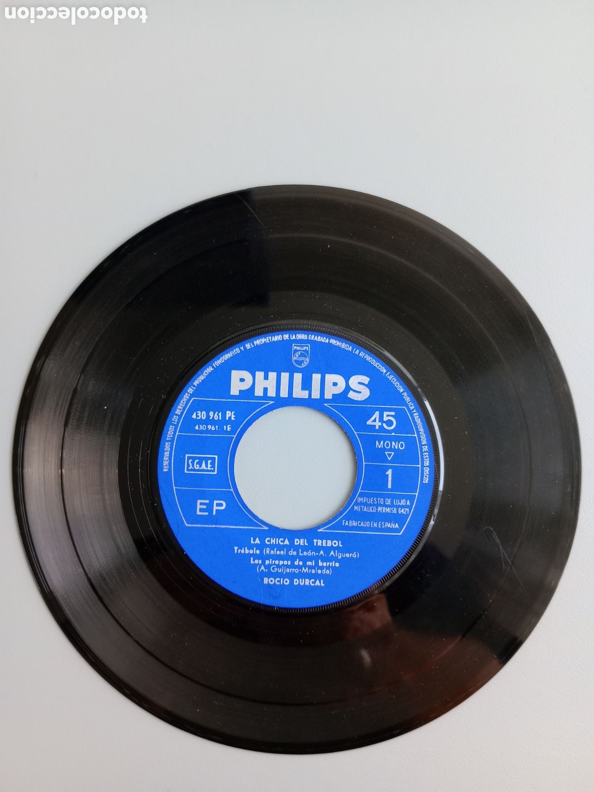 Discos de vinilo: Roc&iacute;o Durcal. La chica del tr&eacute;bol. EP - Foto 3