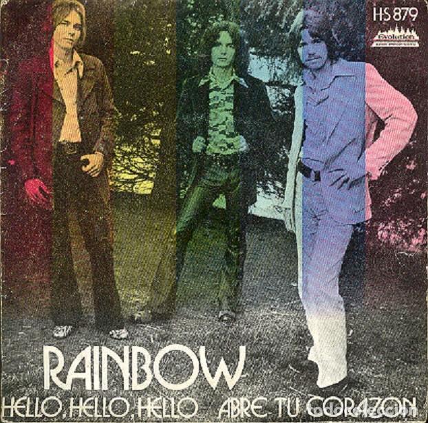Discos de vinilo: Rainbow &ndash; Hello, Hello, Hello; Abre tu coraz&oacute;n &ndash; HISPAVOX 879 &ndash; 1972 - Foto 1