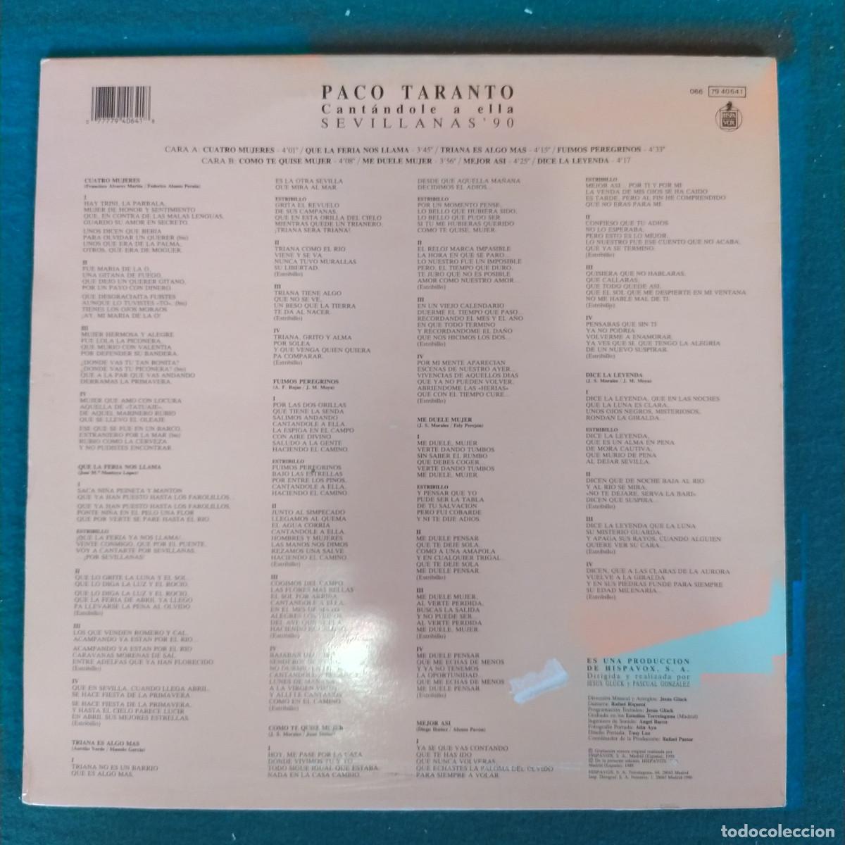 Discos de vinilo: PACO TARANTO - CANTANDOLE A ELLA - Foto 2