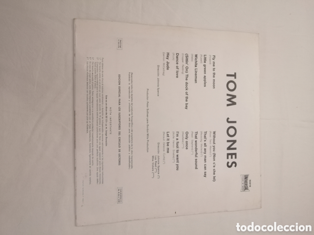 Discos de vinilo: Disco de vinilo Tom Jones universal decca - Foto 2