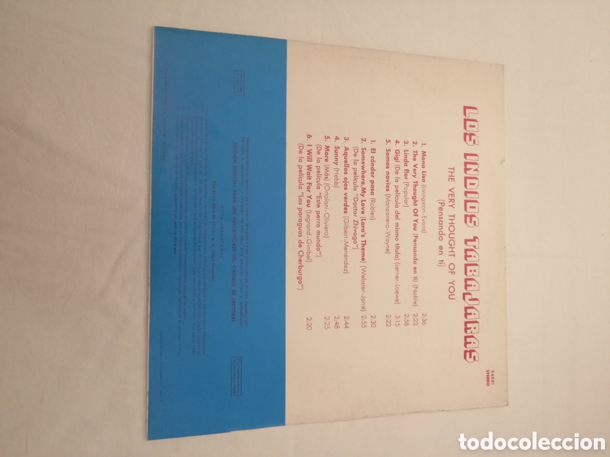 Discos de vinilo: Disco de vinilo los Indios Tabajaras - Foto 2