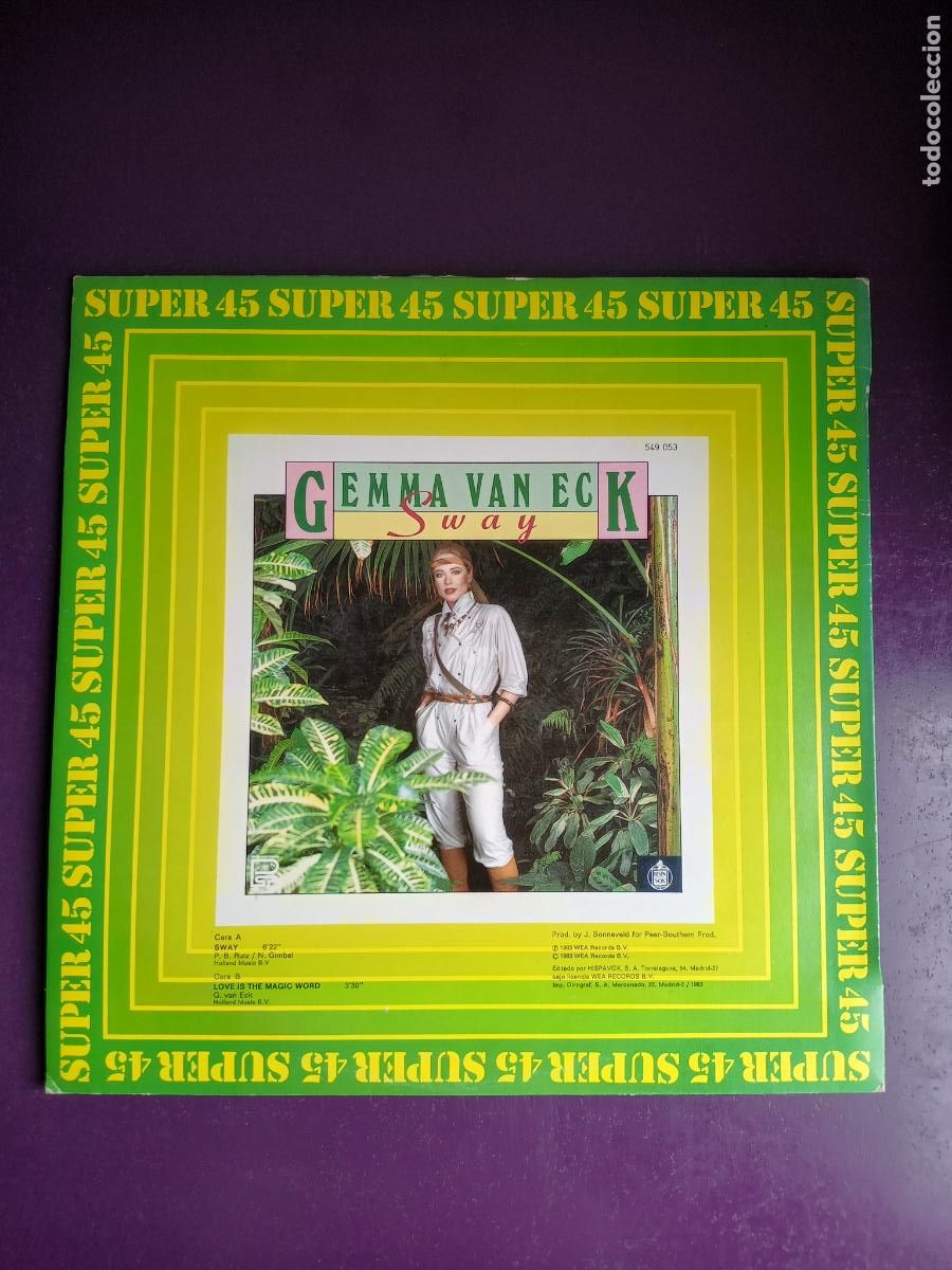 Discos de vinilo: Gemma Van Eck &lrm;&ndash; Sway - MAXI Sg HISPAVOX 1983 - SYNTH POP DISCO 80S - SIN USO - Foto 2