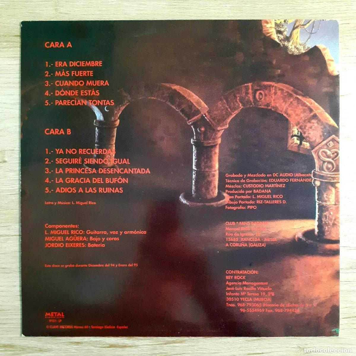 Discos de vinilo: Disco de vinilo de BADANA &rdquo;Adi&oacute;s a las ruinas&rdquo;, 1995 - Foto 2