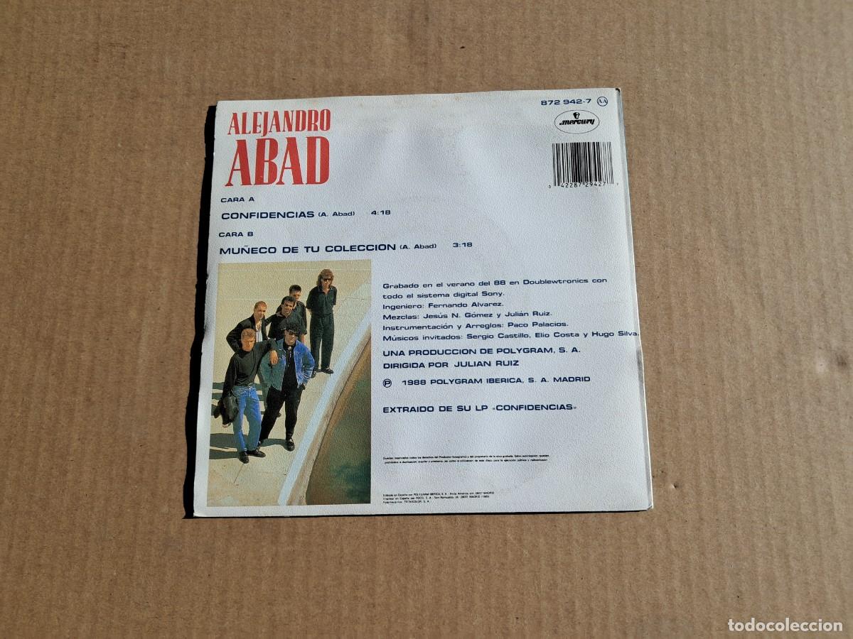 Discos de vinilo: ALEJANDRO ABAD - CONFIDENCIAS SINGLE 1989 - Foto 3