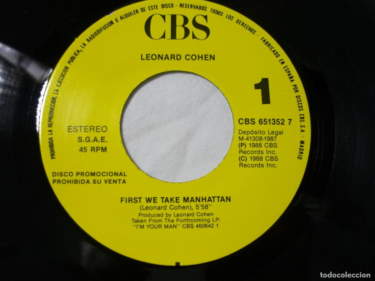 Discos de vinilo: Single vinilo Leonard Cohen First we take Manhattan 1988 - Foto 4