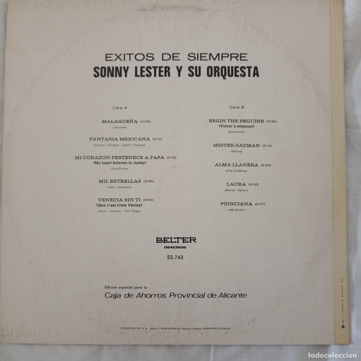 Discos de vinilo: LP Sonny Lester y su Orquesta - &Eacute;xitos de siempre (Belter, 1973) - Foto 2