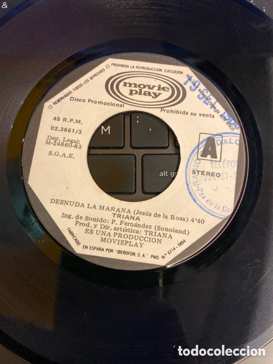 Discos de vinilo: TRIANA - DESNUDA LA MA&Ntilde;ANA + COMO EL VIENTO SINGLE 1983 - Foto 2