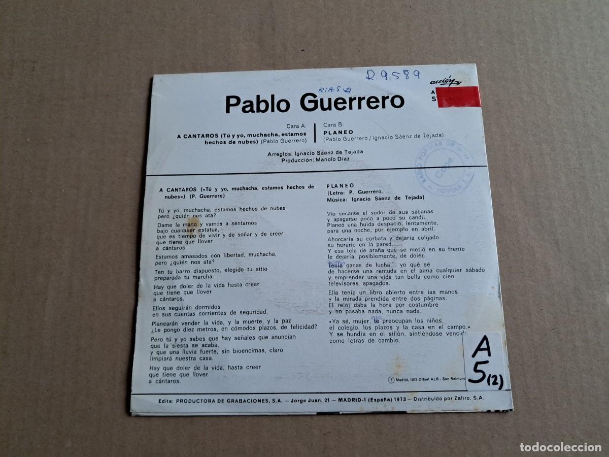 Discos de vinilo: PABLO GUERRERO - A CANTAROS SINGLE 1973 - Foto 3