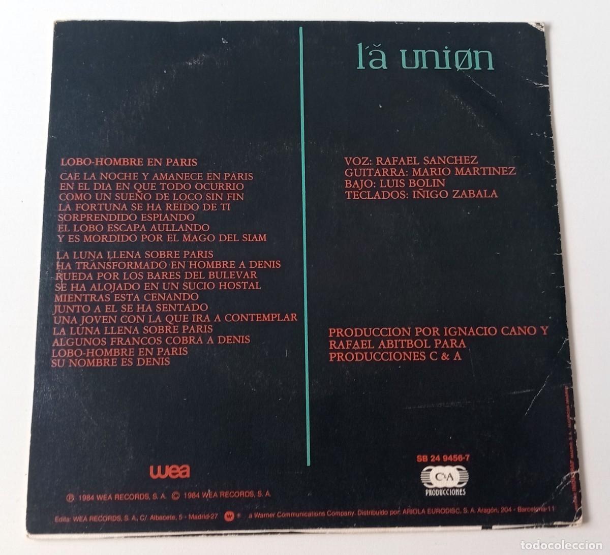 Discos de vinilo: SINGLE LA UNION - LOBO-HOMBRE EN PAR&Iacute;S - Foto 2