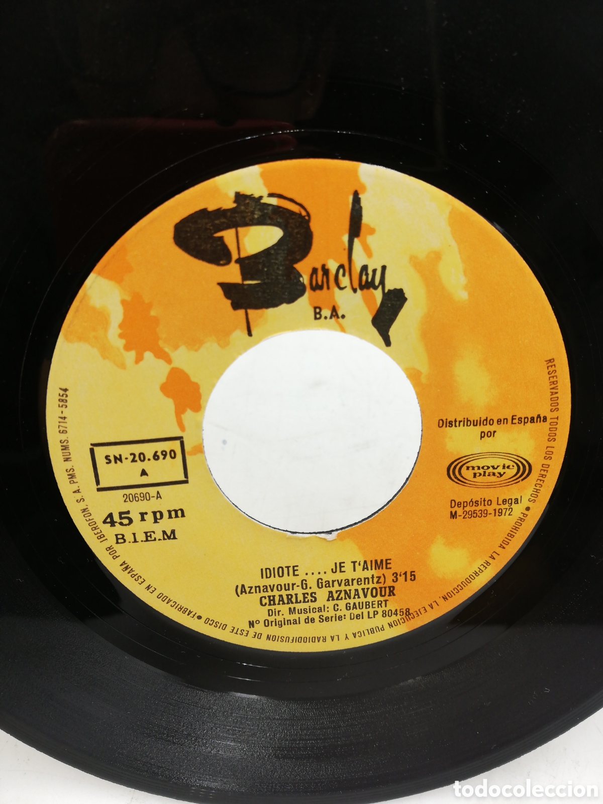 Discos de vinilo: Charles Aznavour. Idiote... Je Taime. - Foto 2