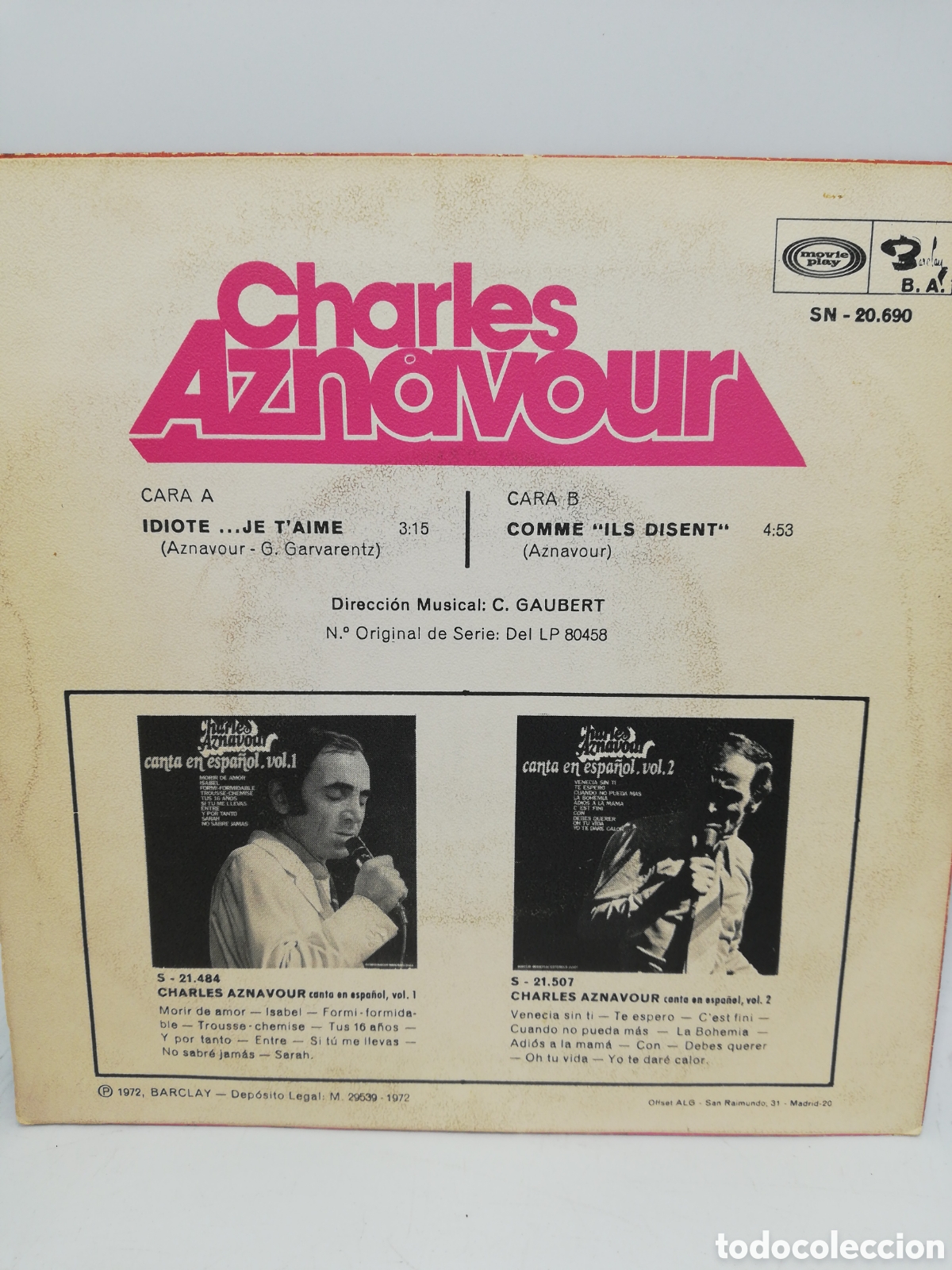 Discos de vinilo: Charles Aznavour. Idiote... Je Taime. - Foto 5