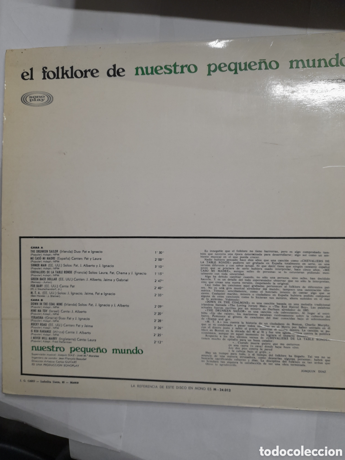 Discos de vinilo: NUESTRO PEQUE&Ntilde;O MUNDO y es Folklore. - Foto 4