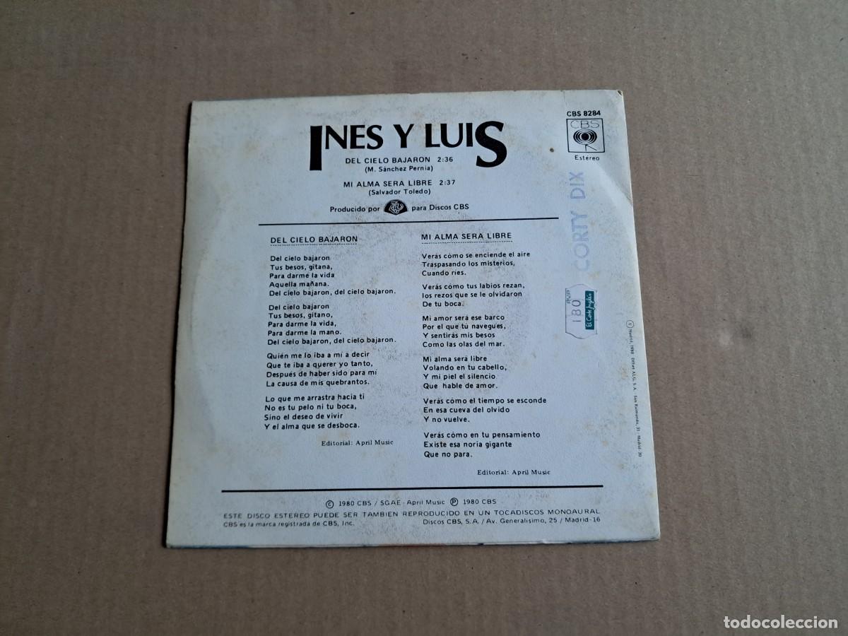 Discos de vinilo: INES Y LUIS - DEL CIELO BAJARON SINGLE 1980 - Foto 3