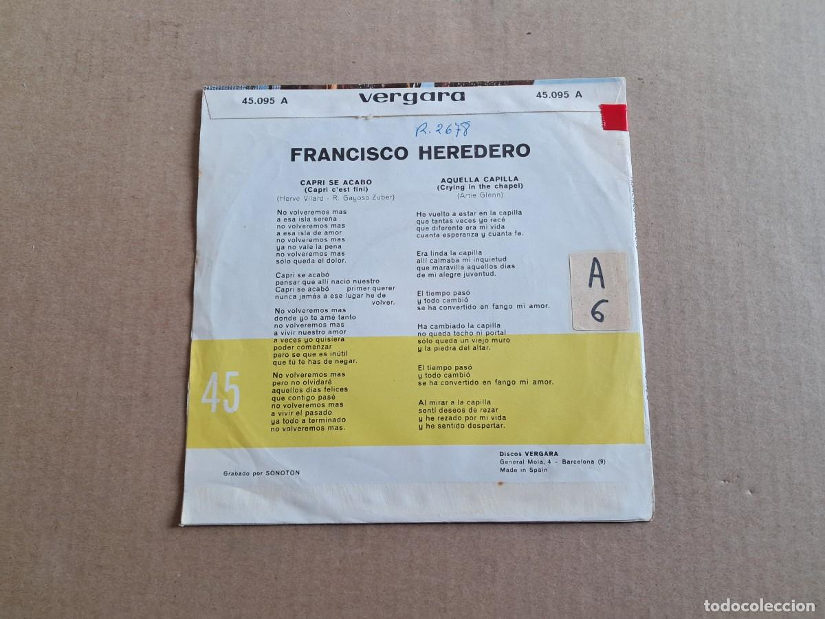 Discos de vinilo: FRANCISCO HEREDERO - CAPRI SE ACABO SINGLE 1965 - Foto 3