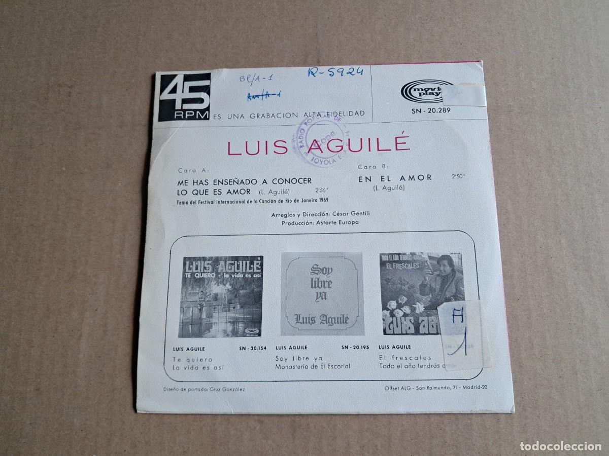 Discos de vinilo: LUIS AGUILE - EN EL AMOR SINGLE 1969 - Foto 3